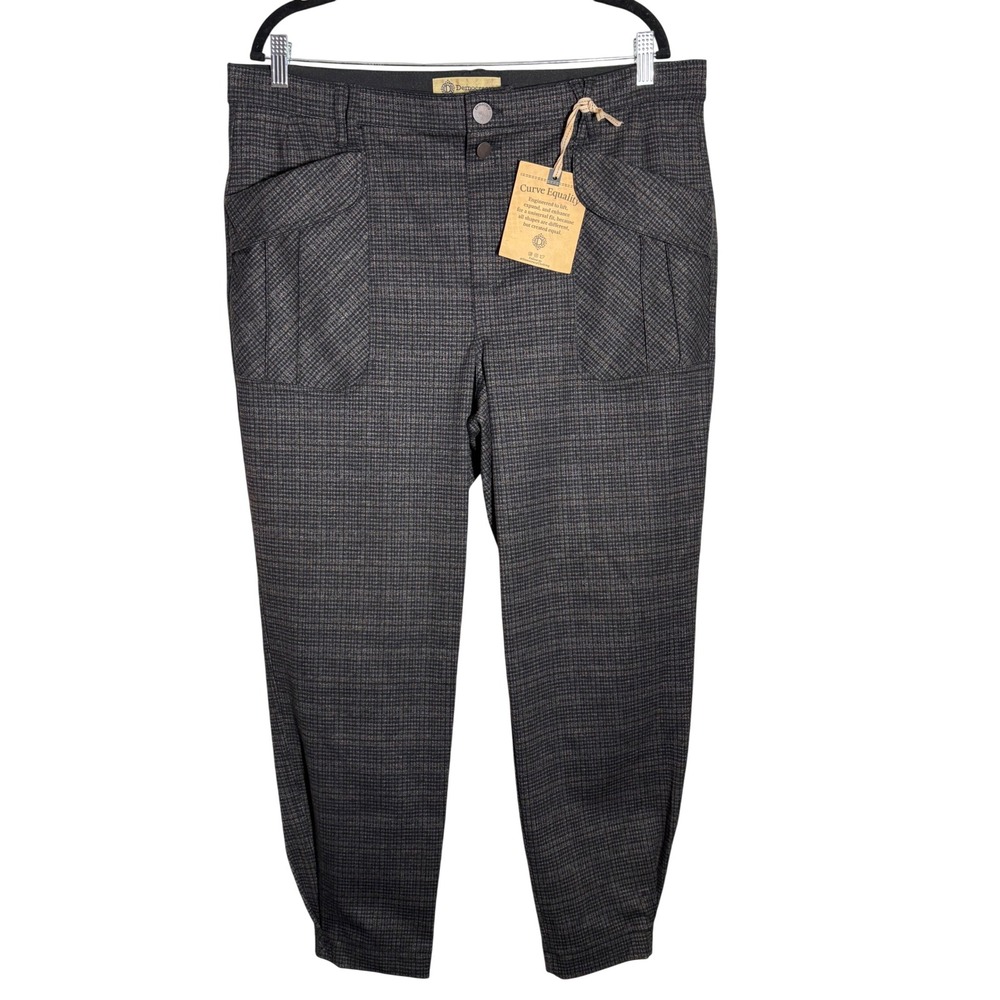 Democracy Curve Equality Grey Plaid Tapered Leg Cargo Pocket Pants NWT sz 16